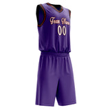 Custom Purple White Solid Color Basketball Jersey