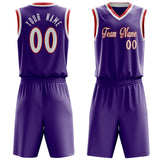 Custom Purple White Solid Color Basketball Jersey