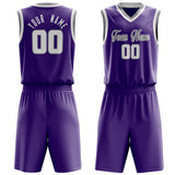 Custom Purple White Solid Color Basketball Jersey