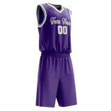 Custom Purple White Solid Color Basketball Jersey