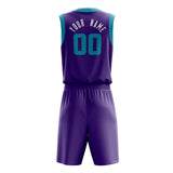 Custom Purple Teal Solid Color Basketball Jersey