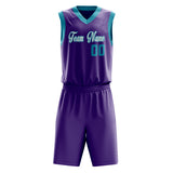 Custom Purple Teal Solid Color Basketball Jersey