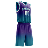 Custom Purple Teal Fade Basketball Jersey