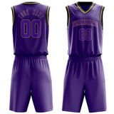 Custom Purple Old-Gold Solid Color Basketball Jersey