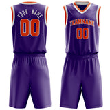 Custom Purple Orange Solid Color Basketball Jersey