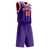 Custom Purple Orange Solid Color Basketball Jersey