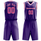 Custom Purple Pink Solid Color Basketball Jersey