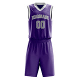 Custom Purple Gray Solid Color Basketball Jersey