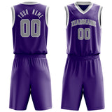 Custom Purple Gray Solid Color Basketball Jersey