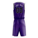 Custom Purple Black Solid Color Basketball Jersey