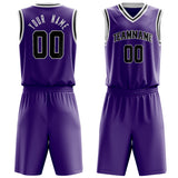 Custom Purple Black Solid Color Basketball Jersey