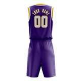 Custom Purple White Solid Color Basketball Jersey