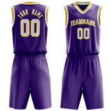 Custom Purple White Solid Color Basketball Jersey