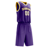 Custom Purple White Solid Color Basketball Jersey