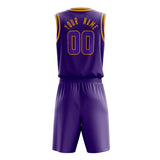 Custom Purple Gold Solid Color Basketball Jersey