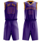 Custom Purple Gold Solid Color Basketball Jersey