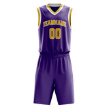 Custom Purple Yellow Solid Color Basketball Jersey