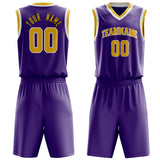 Custom Purple Yellow Solid Color Basketball Jersey