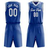 Custom Royal White Solid Color Basketball Jersey