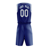 Custom Royal White Pinstripe Basketball Jersey