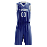 Custom Royal White Pinstripe Basketball Jersey