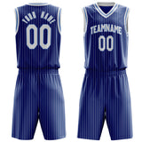 Custom Royal White Pinstripe Basketball Jersey