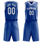 Custom Royal White Solid Color Basketball Jersey