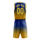 Custom Royal Yellow Fade Basketball Jersey