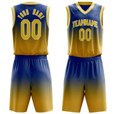 Custom Royal Yellow Fade Basketball Jersey