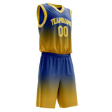 Custom Royal Yellow Fade Basketball Jersey