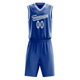 Custom Royal White Solid Color Basketball Jersey