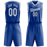 Custom Royal White Solid Color Basketball Jersey