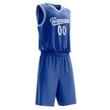 Custom Royal White Solid Color Basketball Jersey