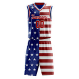 Custom Royal Red United States Flag Basketball Jersey