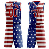 Custom Royal Red United States Flag Basketball Jersey