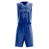 Custom Royal White Solid Color Basketball Jersey