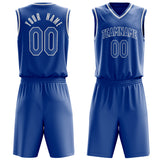 Custom Royal White Solid Color Basketball Jersey