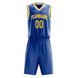 Custom Royal Yellow Solid Color Basketball Jersey