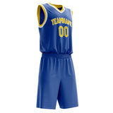 Custom Royal Yellow Solid Color Basketball Jersey