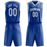 Custom Royal White Solid Color Basketball Jersey