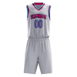 Custom White Pink Solid Color Basketball Jersey