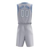 Custom White Light Blue Solid Color Basketball Jersey