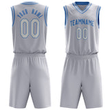 Custom White Light Blue Solid Color Basketball Jersey