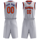 Custom White Orange Solid Color Basketball Jersey