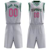 Custom White Kelly Green Solid Color Basketball Jersey