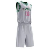 Custom White Kelly Green Solid Color Basketball Jersey