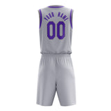 Custom White Purple Solid Color Basketball Jersey