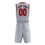 Custom White Red Solid Color Basketball Jersey