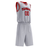 Custom White Red Solid Color Basketball Jersey