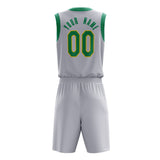 Custom White Green Solid Color Basketball Jersey